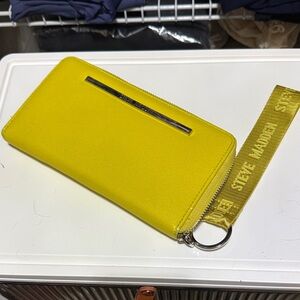Steve Madden Chartreuse Wallet with Logo Strap